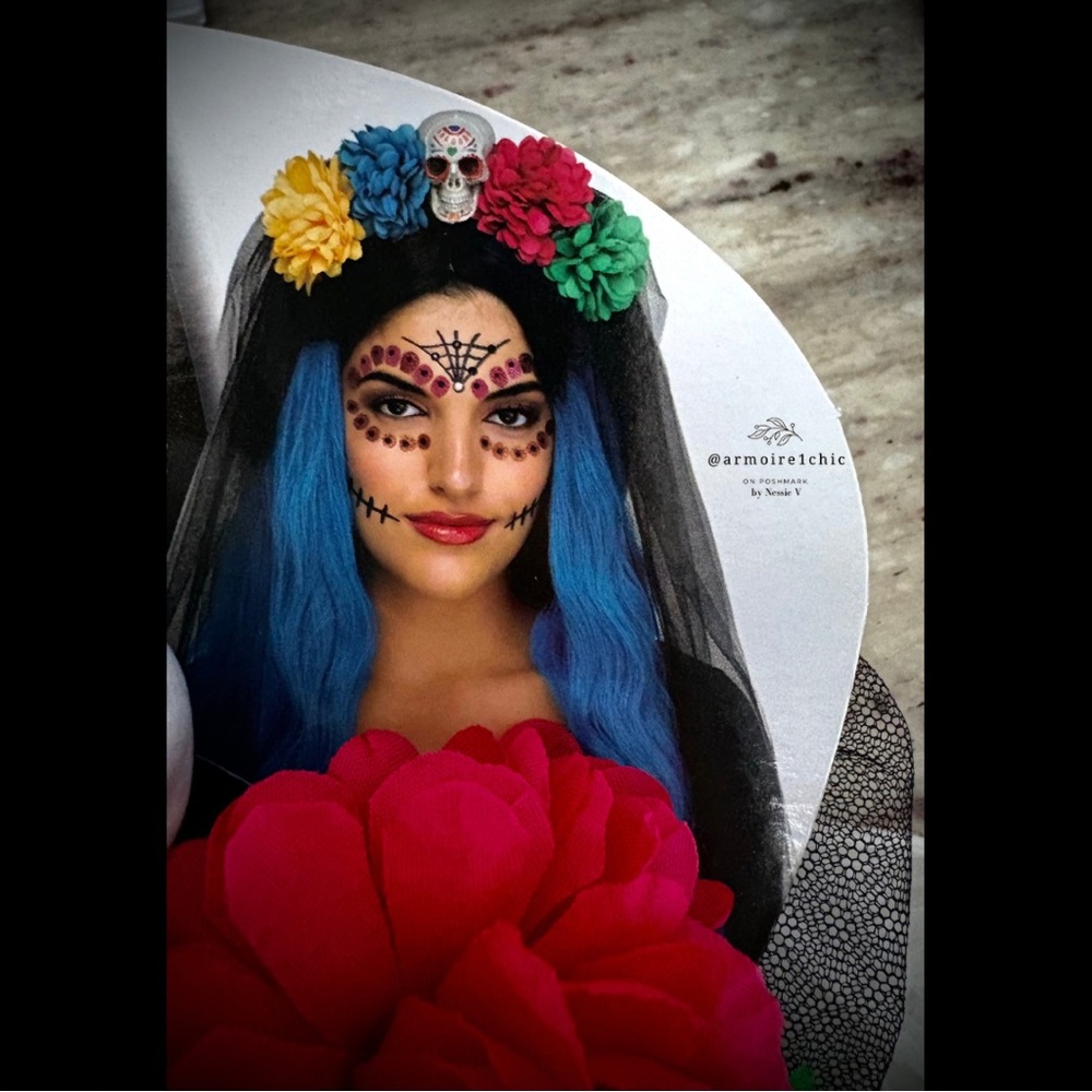 DIA DE LOS MUERTOS | Day of the Dead Festive and Colorful Floral Headband Veil